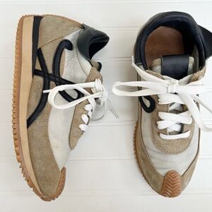 Loewe Flow Runner Sneakers Beige Tan Black Suede Nylon Women’s 36 US 6 Trainers